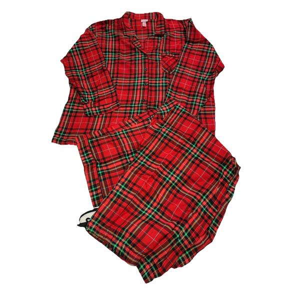 Sleepwear Pajama Set Women's 4X Plaid Red Christmas Holiday Tartan by Wondershop - Picture 1 of 16